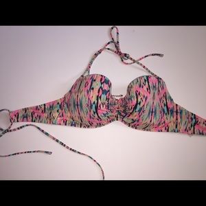 MULTICOLORED TIE BACK BIKINI TOP